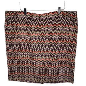 Lane Bryant Knit Black Tan Red Purple Chevron Plus Size Print Pencil Skirt Sz 24